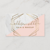 Geometrische Marble Blush Pink Visitekaartje (Voorkant)