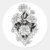 Geometrische Marigold Flowers Ronde Sticker (Voorkant)