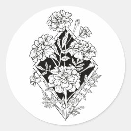 Geometrische Marigold Flowers Ronde Sticker