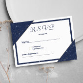 Geometrische marine blauw wit goud glitter RSVP Kaart