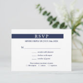 Geometrische Marine Blauw Wit Menu Keuze Trouwen R (Staand voorkant)