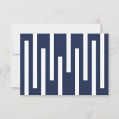 Geometrische Marine Blauw Wit Menu Keuze Trouwen R (Achterkant)