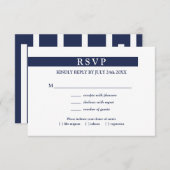 Geometrische Marine Blauw Wit Menu Keuze Trouwen R (Voorkant / Achterkant)