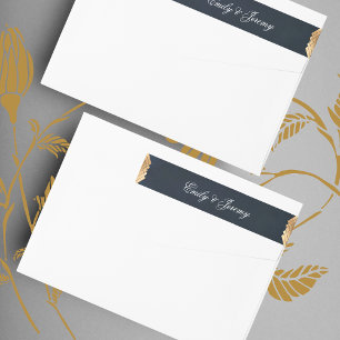 Geometrische marine Blue Gold Gatsby Wedding