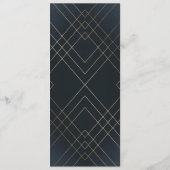 Geometrische marine Blue Gold Gatsby Wedding Menu (Achterkant)