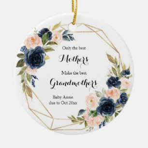 Geometrische marine Blush Floral Alleen de beste o Keramisch Ornament