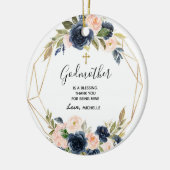 Geometrische marine Blush Floral Godmoeder keepomw Keramisch Ornament (Links)