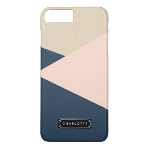 Geometrische marine & Blush Pink op maat iPhone 8/7 Plus Hoesje