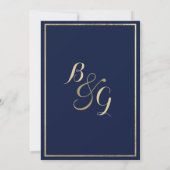 Geometrische marineblauw gouden bruiloft kaart (Achterkant)