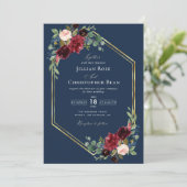 geometrische marinescheepvaart blauw en gouden bru kaart (Staand voorkant)