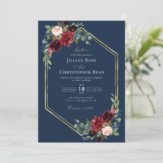 geometrische marinescheepvaart blauw en gouden bru kaart (Staand voorkant)