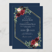 geometrische marinescheepvaart blauw en gouden bru kaart (Voorkant / Achterkant)