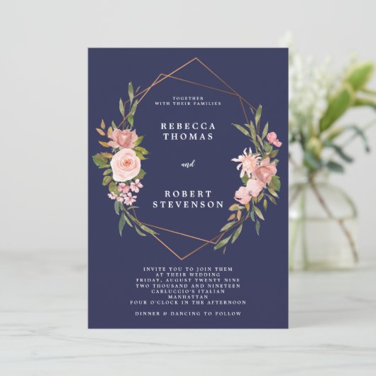 geometrische marineverbruik voor de marine roze fl kaart (Staand voorkant)