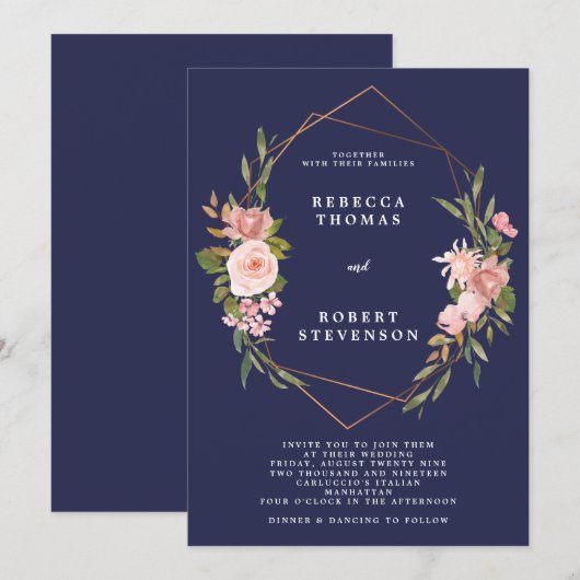 geometrische marineverbruik voor de marine roze fl kaart (Voorkant / Achterkant)