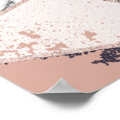 Geometrische marmer Blue Peach Marmer en Roos Gold Poster (Hoek)