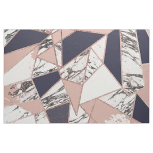Geometrische marmer Blue Peach Marmer en Roos Gold Stof