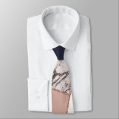 Geometrische marmer Blue Peach Marmer en Roos Gold Stropdas (Gebonden)