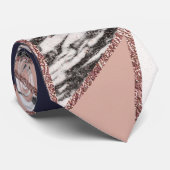 Geometrische marmer Blue Peach Marmer en Roos Gold Stropdas (Opgerold)