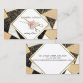 Geometrische marmer, glitter, Lijst, Confetti, sch Visitekaartje (Voorkant / Achterkant)