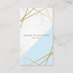Geometrische marmer Gold Blauw Verticaal Visitekaa Visitekaartje