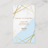 Geometrische marmer Gold Blauw Verticaal Visitekaa Visitekaartje (Achterkant)