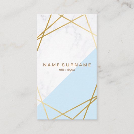 Geometrische marmer Gold Blauw Verticaal Visitekaa Visitekaartje (Voorkant)