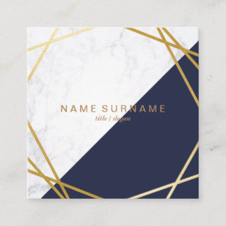 Geometrische marmer Gold Blue Square Visitekaartje
