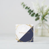 Geometrische marmer Gold Blue Square Visitekaartje (Staand voorkant)