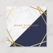 Geometrische marmer Gold Blue Square Visitekaartje (Voorkant)