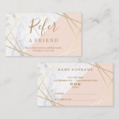 Geometrische marmer Gold Light Pink Referral Visitekaartje (Voorkant / Achterkant)