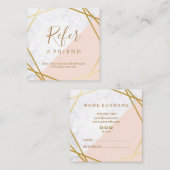 Geometrische marmer Gold Light Pink Square Referen Vierkante Visitekaartje (Voorkant / Achterkant)