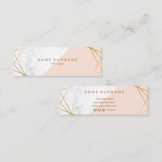 Geometrische marmer Gold LightPink Mini Visitekaar Mini Visitekaartje (Voorkant / Achterkant)