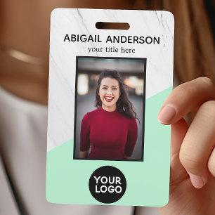 Geometrische Marmer Moderne Neo Mint Foto ID Werk Badge
