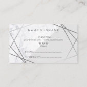 Geometrische marmer Silver Gray Promo Referral Visitekaartje (Achterkant)