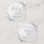 Geometrische marmer Silver Gray Square Promo Refer Vierkante Visitekaartje (Voorkant / Achterkant)