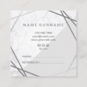 Geometrische marmer Silver Gray Square Promo Refer Vierkante Visitekaartje (Achterkant)
