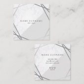 Geometrische marmer Silver Grey Square Visitekaart Vierkante Visitekaartje (Voorkant / Achterkant)