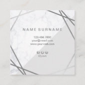 Geometrische marmer Silver Grey Square Visitekaart Vierkante Visitekaartje (Achterkant)