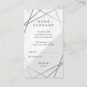 Geometrische marmer Silver Grey Verticale Verwijzi Visitekaartje (Achterkant)