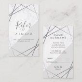 Geometrische marmer Silver Grey Verticale Verwijzi Visitekaartje (Voorkant / Achterkant)