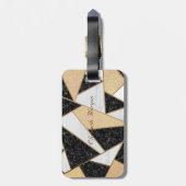 Geometrische Marmer Textuur, Frame Monogram Bagagelabel (Achterkant verticaal)