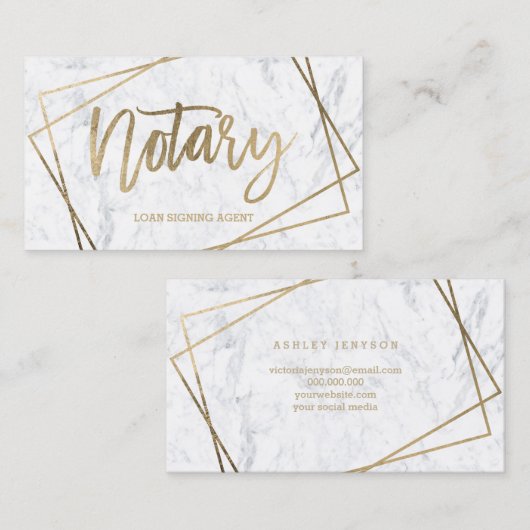 Geometrische marmer van notaris faux goudschrift visitekaartje (Voorkant / Achterkant)