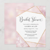 Geometrische marmeren bruidsdouche uitnodiging (Voorkant / Achterkant)