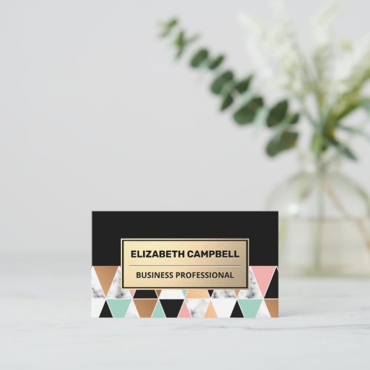 Geometrische marmeren kleur tegelpatroon visitekaartje (Staand voorkant)