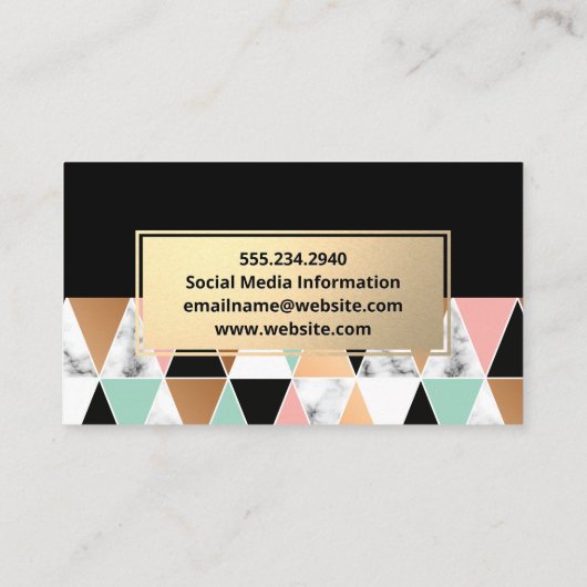 Geometrische marmeren kleur tegelpatroon visitekaartje (Achterkant)