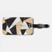 Geometrische marmertextuur, monogram Lijst Bagagelabel (Achterkant horizontaal)