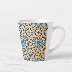 Geometrische Marokkaanse tegel & oranje patroon Latte Mok