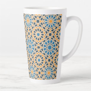 Geometrische Marokkaanse tegel & oranje patroon Latte Mok