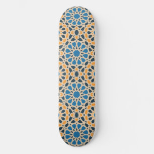 Geometrische Marokkaanse tegel & oranje patroon Persoonlijk Skateboard
