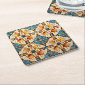 Geometrische Marokkaanse Tegel Patroon # 1 Blauwgr Kartonnen Onderzetters (Schuin)